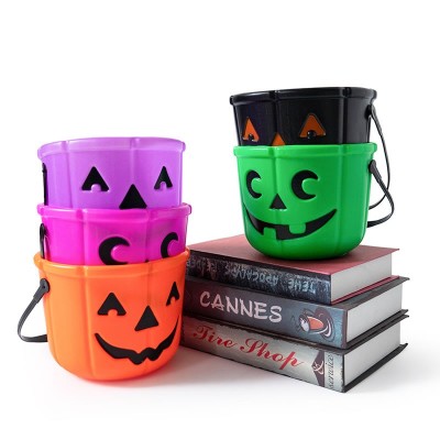 Colorful Halloween Candy Holders, Smiling Face Pumpkin Buckets for Kids Party Favors-img1