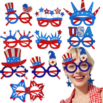 Patriotic Glasses Frame USA Hat Crown Design Photo Props for American National Day